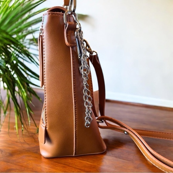 NWT Lulus Convertible Mini Backpack Purse – Tan Brown Faux Leather main image 13